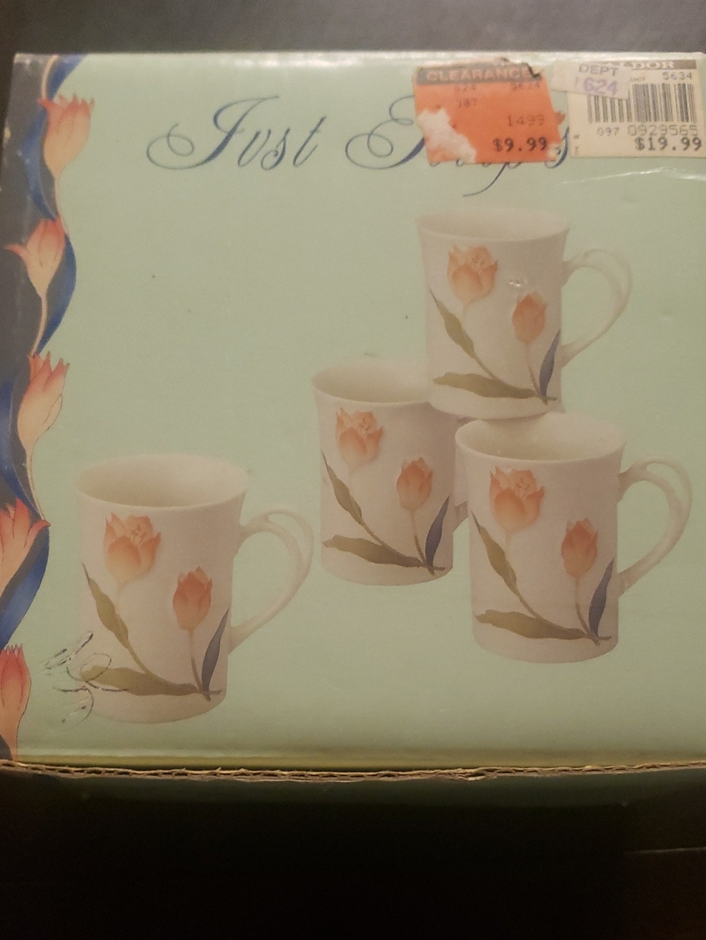 Just Enjoy Peach Tulip Ceramic Mug Set - White, 4-Pack